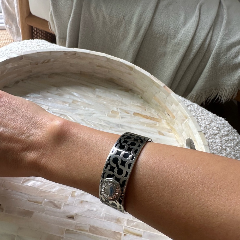 Coach Silver and Black Cuff Bracelet